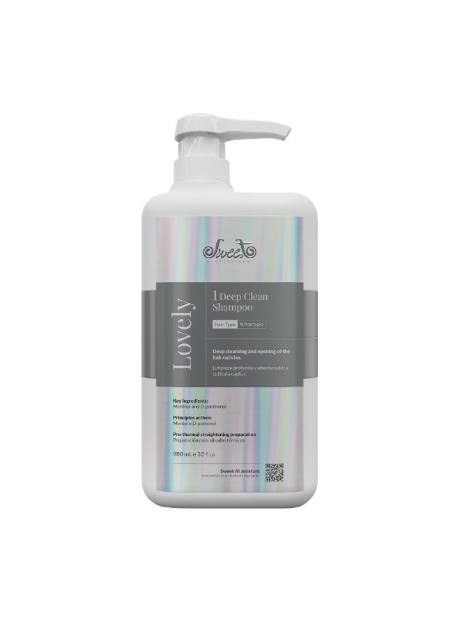 Sweet Professional Lovely Deep Clean Shampoo 980ml – Professional Clarifying Shampoo for Buildup Removal, Oily Scalp & Pre-Treatment Hair Cleansing